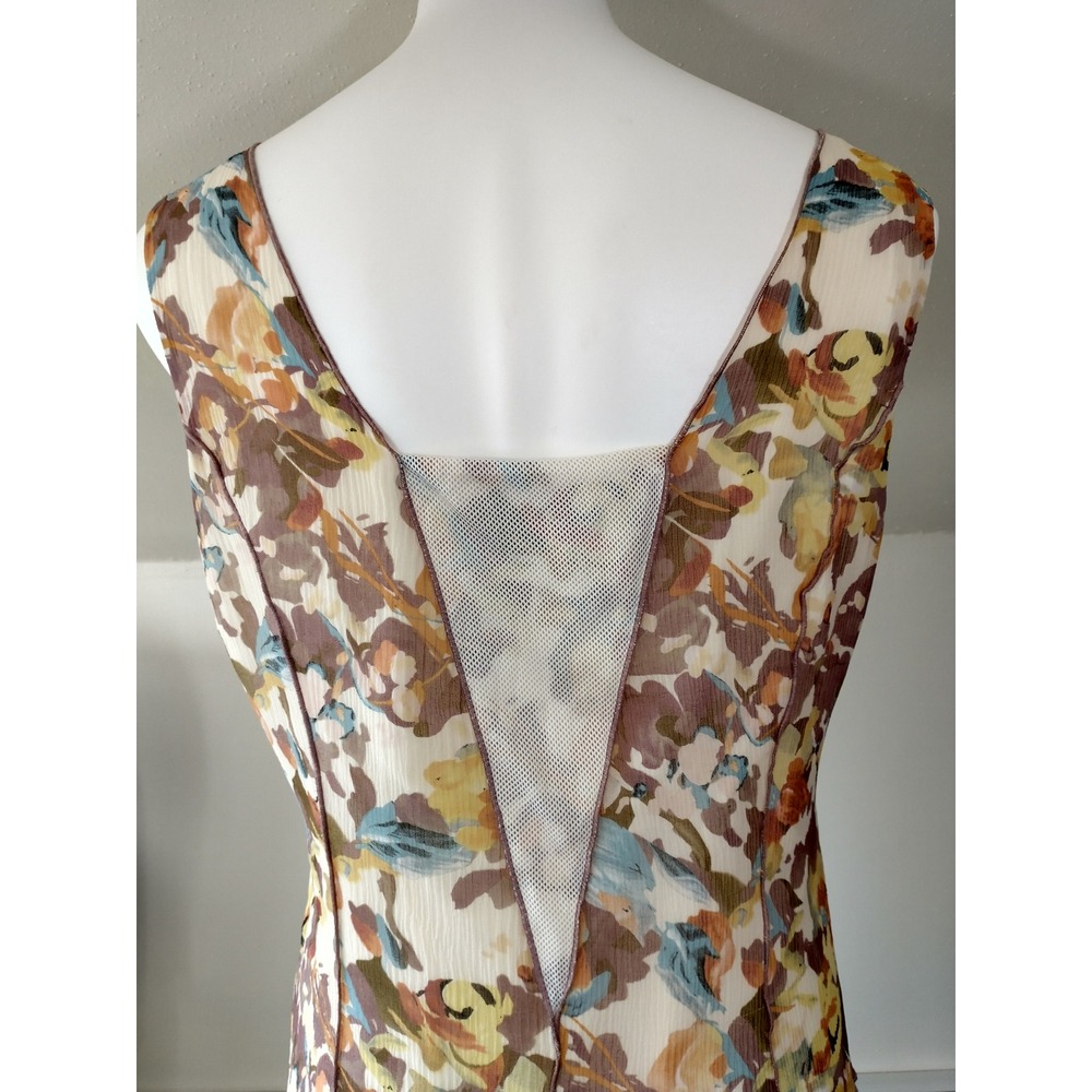 Sundance Boho Romantic Whimsigoth Silk Floral Watercolor Sleeveless Sz 16 Dress - Picture 7 of 14